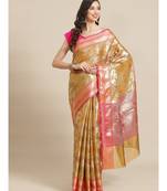 mustard banarasi brocade   saree with blouse