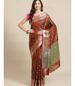 brown art silk sarees   saree with blouse