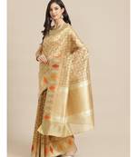 beige tissue   saree with blouse