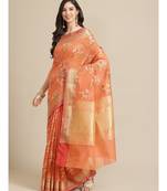 peach cotton silk   saree with blouse