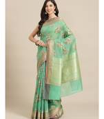 green cotton silk   saree with blouse