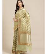 green organza   saree with blouse