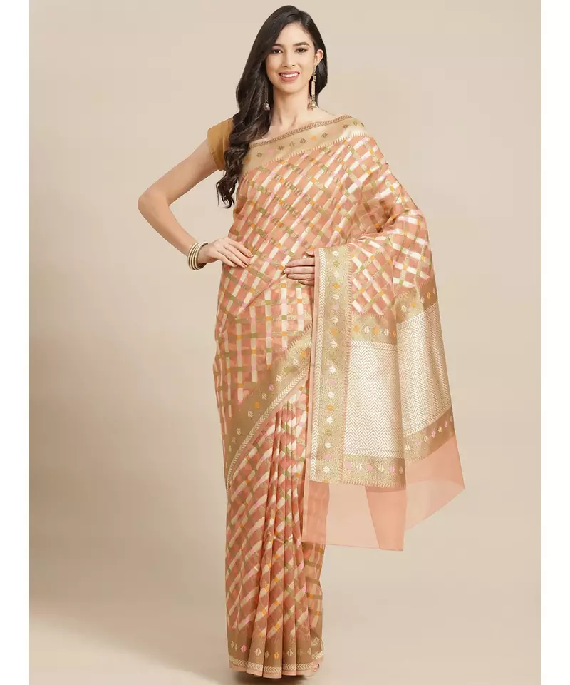 pink organza   saree with blouse