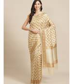 cream organza   saree with blouse