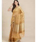beige organza   saree with blouse