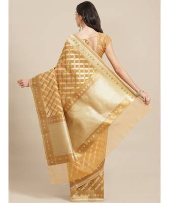 beige organza   saree with blouse 2
