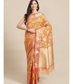 peach organza   saree with blouse