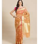 peach organza   saree with blouse