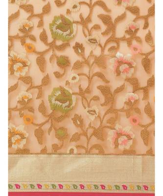 peach organza   saree with blouse 3