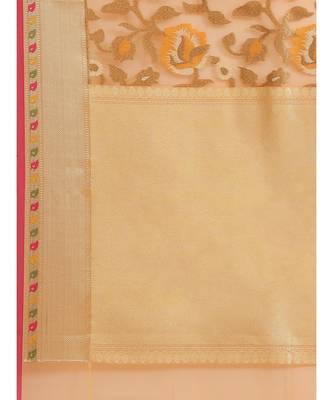 peach organza   saree with blouse 4