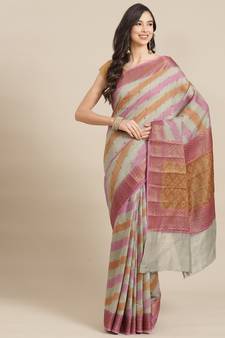 grey pure banarasi silk   saree with blouse