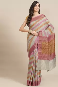 grey pure banarasi silk   saree with blouse