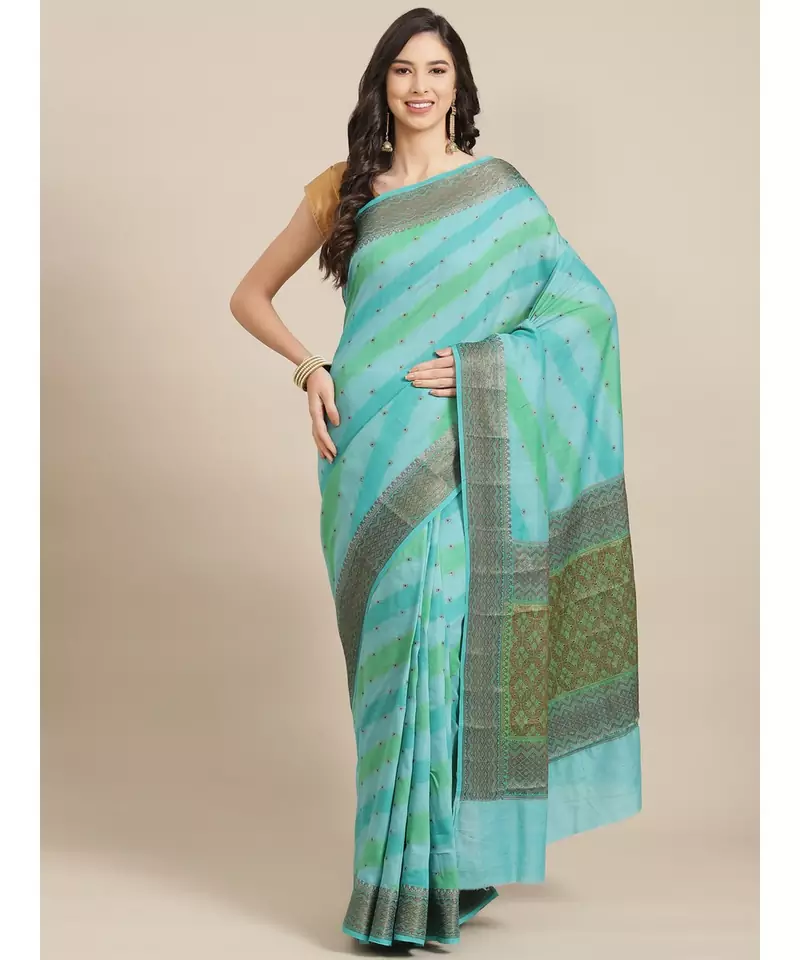 blue pure banarasi silk   saree with blouse