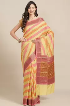 yellow pure banarasi silk   saree with blouse