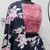 Navy-blue printed silk semi stitched lehenga