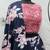 Navy-blue printed silk semi stitched lehenga