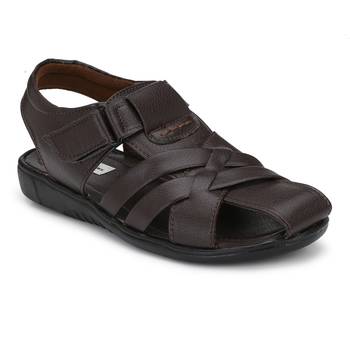 ZORIK Men's Brown Synthetic Leather SlipOn Ethnic Sandal 1