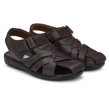 ZORIK Men's Brown Synthetic Leather SlipOn Ethnic Sandal 2
