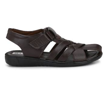 ZORIK Men's Brown Synthetic Leather SlipOn Ethnic Sandal 3