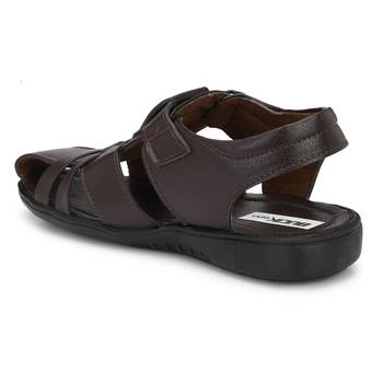 ZORIK Men's Brown Synthetic Leather SlipOn Ethnic Sandal 4
