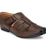 ZORIK Men's Brown Synthetic Leather SlipOn Ethnic Sandal