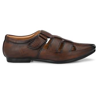 ZORIK Men's Brown Synthetic Leather SlipOn Ethnic Sandal 3
