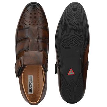 ZORIK Men's Brown Synthetic Leather SlipOn Ethnic Sandal 4