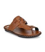 ZORIK Men's Brown Synthetic Leather SlipOn Ethnic Slipper