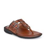 ZORIK Men's Brown Synthetic Leather SlipOn Ethnic Slipper