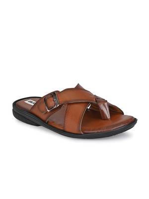 ZORIK Men's Brown Synthetic Leather SlipOn Ethnic Slipper 1