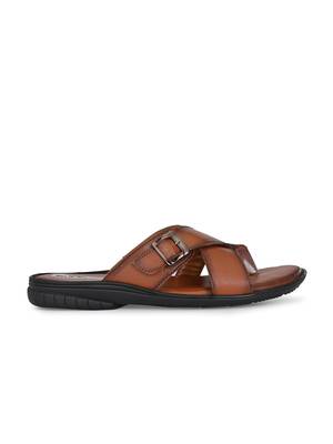 ZORIK Men's Brown Synthetic Leather SlipOn Ethnic Slipper 2