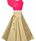 Pink plain taffeta girls-top-bottom