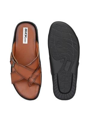 ZORIK Men's Brown Synthetic Leather SlipOn Ethnic Slipper 5