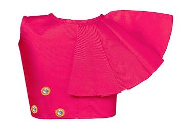 Pink plain taffeta girls-top-bottom 2