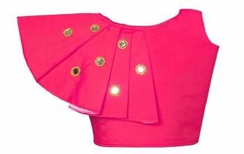 Pink plain taffeta girls-top-bottom 3