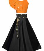 Orange plain taffeta girls-top-bottom