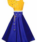 Yellow plain taffeta girls-top-bottom
