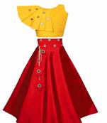 Yellow plain taffeta girls-top-bottom