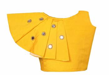 Yellow plain taffeta girls-top-bottom 2