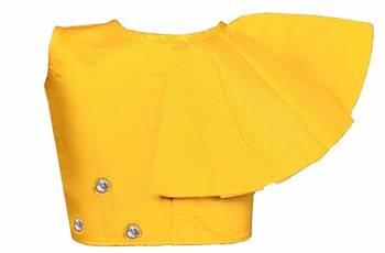 Yellow plain taffeta girls-top-bottom 3