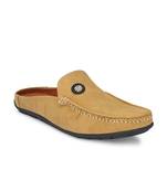 ZORIK Men's Beige Synthetic Leather SlipOn Ethnic Mules