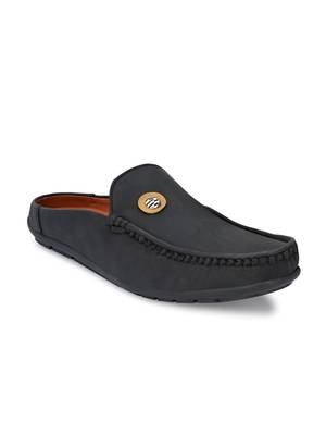 ZORIK Men's Black Synthetic Leather SlipOn Ethnic Mules 1