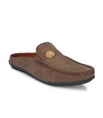 ZORIK Men's Brown Synthetic Leather SlipOn Ethnic Mules