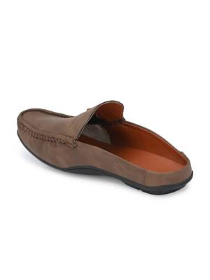 ZORIK Men's Brown Synthetic Leather SlipOn Ethnic Mules 2