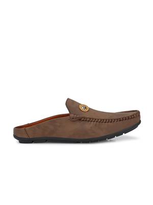 ZORIK Men's Brown Synthetic Leather SlipOn Ethnic Mules 3