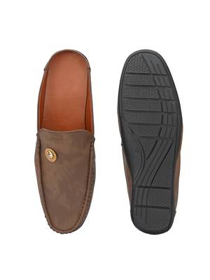 ZORIK Men's Brown Synthetic Leather SlipOn Ethnic Mules 4