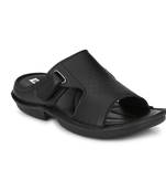 ZORIK Men's Black Synthetic Leather SlipOn Ethnic Sandal