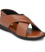 ZORIK Men's Tan Synthetic Leather SlipOn Ethnic Sandal