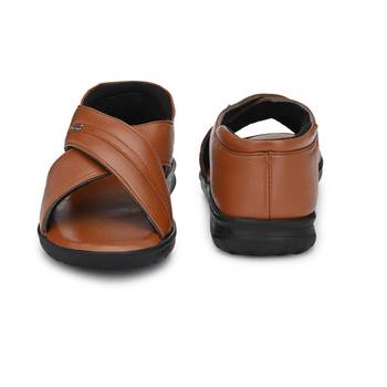 ZORIK Men's Tan Synthetic Leather SlipOn Ethnic Sandal 5