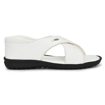 ZORIK Men's White Synthetic Leather SlipOn Ethnic Sandal 3